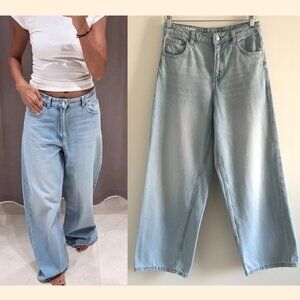 ZARA Girls Light Wash High Waisted Wide Leg Relaxed Fit Blue Jeans 13/14